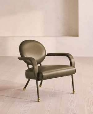 Milo Armchair - Leather - Moss - Hover Image