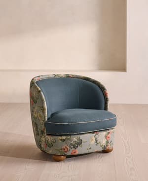 Blair Tub Armchair - Skylar Print - Prussian Blue Linen - US - Hover Image