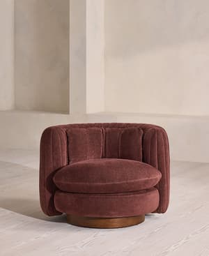 Vivienne Armchair - Linen Chenille - Bordeaux - UK - Hover Image