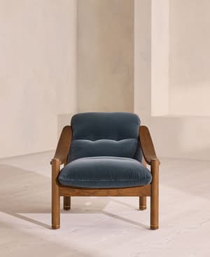 Karine Armchair - Dark Stain - Grey Blue Velvet - UK - Hover Image