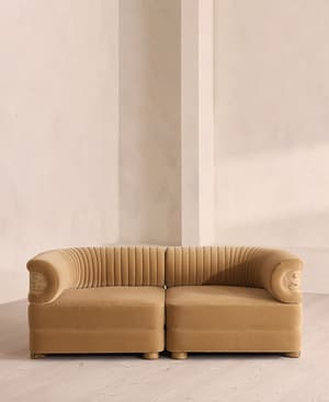 Caleb Modular Three Seater Sofa - Velvet - Camel - Blonde Burl - UK - Listing Image