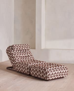 Celia Outdoor Sunlounger - Geometric - Maroon - Hover Image