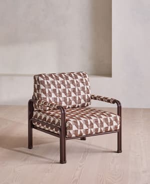 Elias Outdoor Armchair - Geometric - Maroon - UK - Hover Image