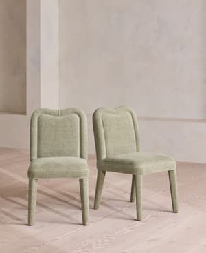Pair of Keira Dining Chair - Linen Chenille - Sage - US - Hover Image
