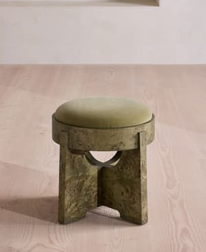Dalton Burl Footstool - Velvet - Lichen - US - Hover Image