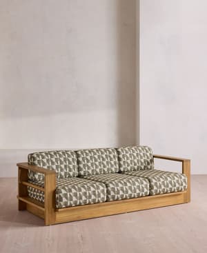 Madeira Outdoor - Three Seater Sofa - Geometric - Green UK - Hover Image
