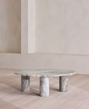 Tisbury Oval Coffee Table - Terra Bianca Marble - Hover Image