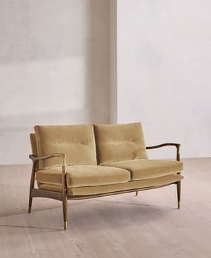 Theodore Two Seater Sofa - Velvet - Camel - UK - Listing Image