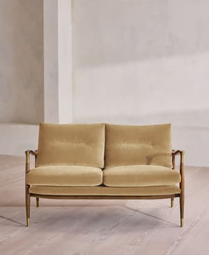 Theodore Two Seater Sofa - Velvet - Camel - UK - Hover Image
