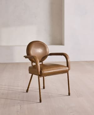 Milo Dining Armchair - Leather - Chestnut - UK - Listing Image