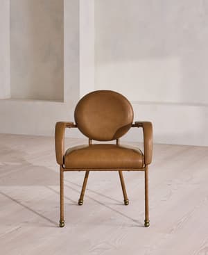 Milo Dining Armchair - Leather - Chestnut - UK - Hover Image