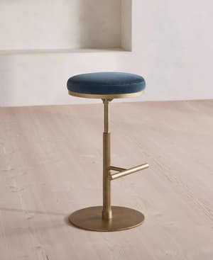 Wardell Counter Stool - Velvet - Grey Blue - UK - Hover Image