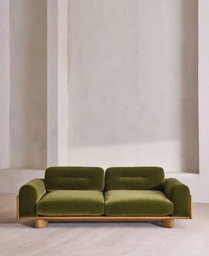Archer Three Seater Sofa - Velvet - Olive - UK - Hover Image