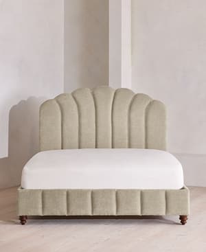 Manette Bed - Double - Linen Chenille - Stone - UK - Hover Image
