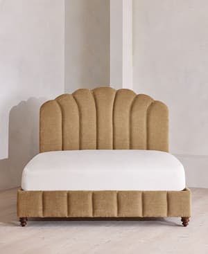 Manette Bed - Double - Linen Chenille - Sand - UK - Hover Image