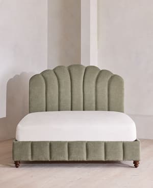 Manette Bed - Double - Linen Chenille - Sage - UK - Hover Image
