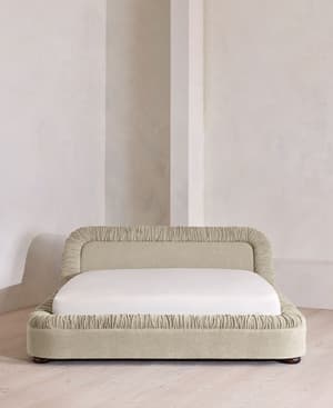 Vara Bed - King - Linen Chenille - Stone - Hover Image