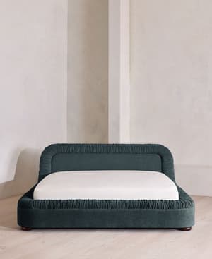 Vara Bed - King - Linen Chenille - Deep Teal - Hover Image