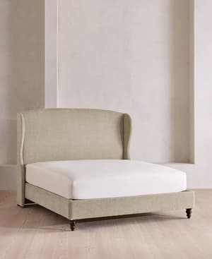 Rivas Bed - Double - Linen Chenille - Stone - UK - Listing Image