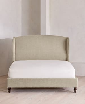 Rivas Bed - Double - Linen Chenille - Stone - UK - Hover Image