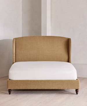 Rivas Bed - Double - Linen Chenille - Sand - UK - Hover Image