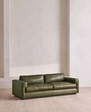 Mossley Three Seater Sofa - Leather - Moss - US - Hover Image