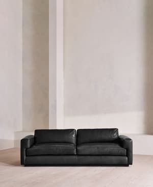 Mossley Three Seater Sofa - Leather - Black - UK - Listing Image