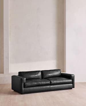 Mossley Three Seater Sofa - Leather - Black - UK - Hover Image