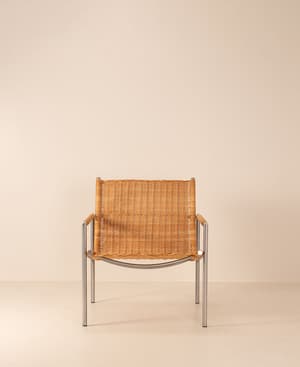 Vintage Armchair - Rattan and Chrome - Hover Image