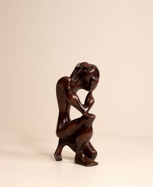 Vintage Carved Sculptural Figurine - Ebonised Wood - Hover Image
