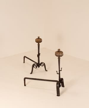 Vintage Firedogs - Brass and Iron - Set of Two - Listing Image