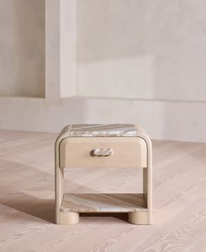 Adria Bedside Table - Terra Bianca Marble - Hover Image