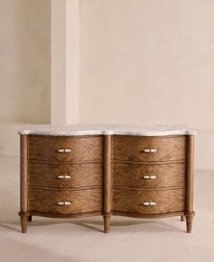 Valerie Six Drawer Dresser - Arabescato Corchia Marble - Hover Image