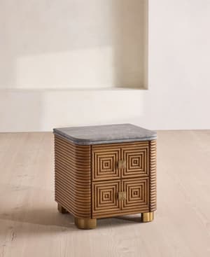 Kingsley Bedside Table - Grey Emperador Marble - Hover Image