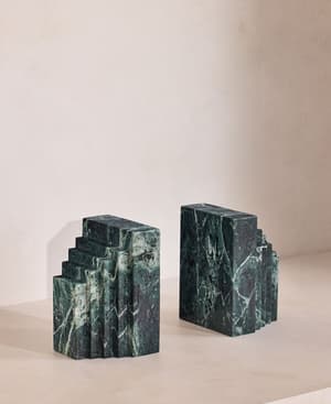 Lola Bookends - Verde Green Marble - Hover Image