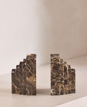 Lola Bookends - Dark Emperador Marble - Listing Image