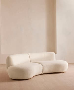Aline Serpentine Sectional Sofa - Three Seater - Natural Boucle - US - Hover Image
