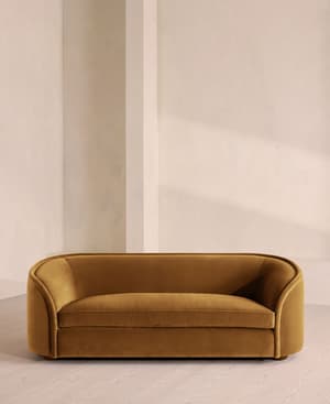 Conall Three Seater Sofa - Velvet - Mustard - Hover Image