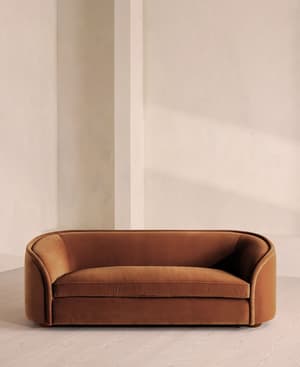 Conall Three Seater Sofa - Velvet - Cinnamon - UK - Hover Image