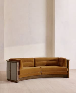 Belmont Sofa - Three Seater - Velvet - Mustard - UK - Hover Image