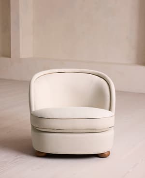 Blair Tub Armchair - Natural Linen - Floral Ikat Trim - Listing Image