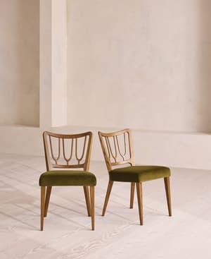Pair of Leonie Armless Dining Chairs - Velvet - Olive - Listing Image