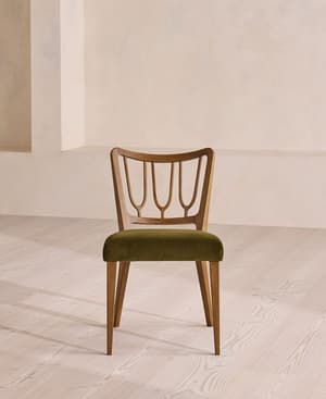 Pair of Leonie Armless Dining Chairs - Velvet - Olive - Hover Image