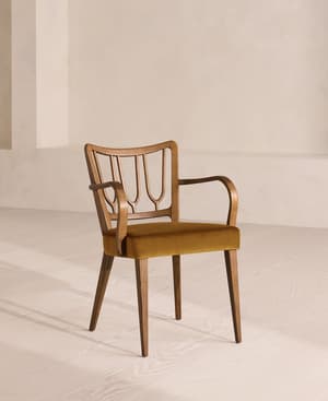 Leonie Armed Dining Chair - Velvet - Mustard - UK - Listing Image
