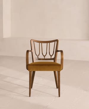 Leonie Armed Dining Chair - Velvet - Mustard - US - Hover Image