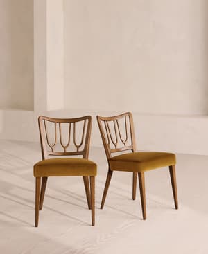 Pair of Leonie Armless Dining Chairs - Velvet - Mustard US - Listing Image
