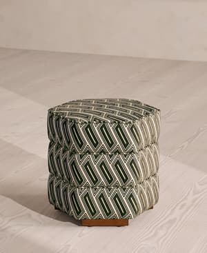 Lyla Footstool - Vende Jacquard - Olive - UK - Listing Image