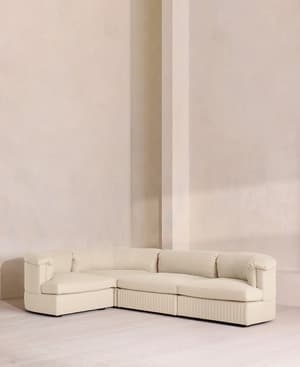 Oona Sectional Sofa - L-Shape Sofa - Linen - Bisque - US - Hover Image