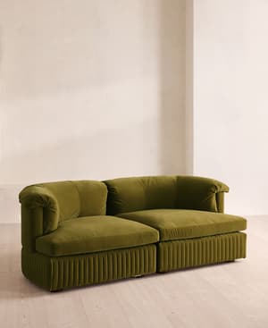 Oona Sectional Sofa - Three Seater - Velvet Olive - US - Hover Image