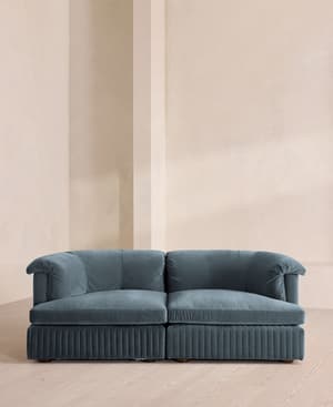 Oona Sectional Sofa - Three Seater - Velvet Grey Blue - US - Listing Image